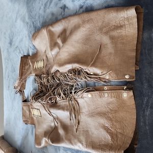 Leather fringe motorcycle chaps
